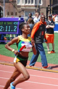 a female participant in a relay contest
